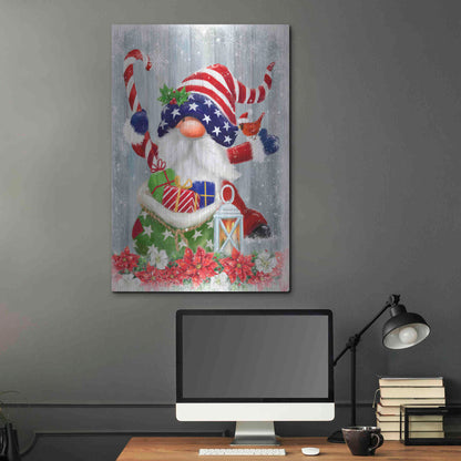 Luxe Metal Art 'American Christmas Gnome' by Makiko, Metal Wall Art,24x36