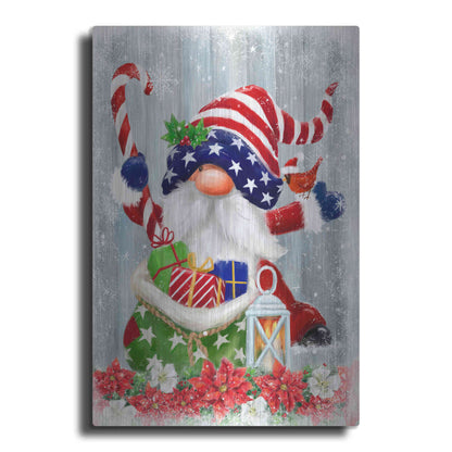 Luxe Metal Art 'American Christmas Gnome' by Makiko, Metal Wall Art