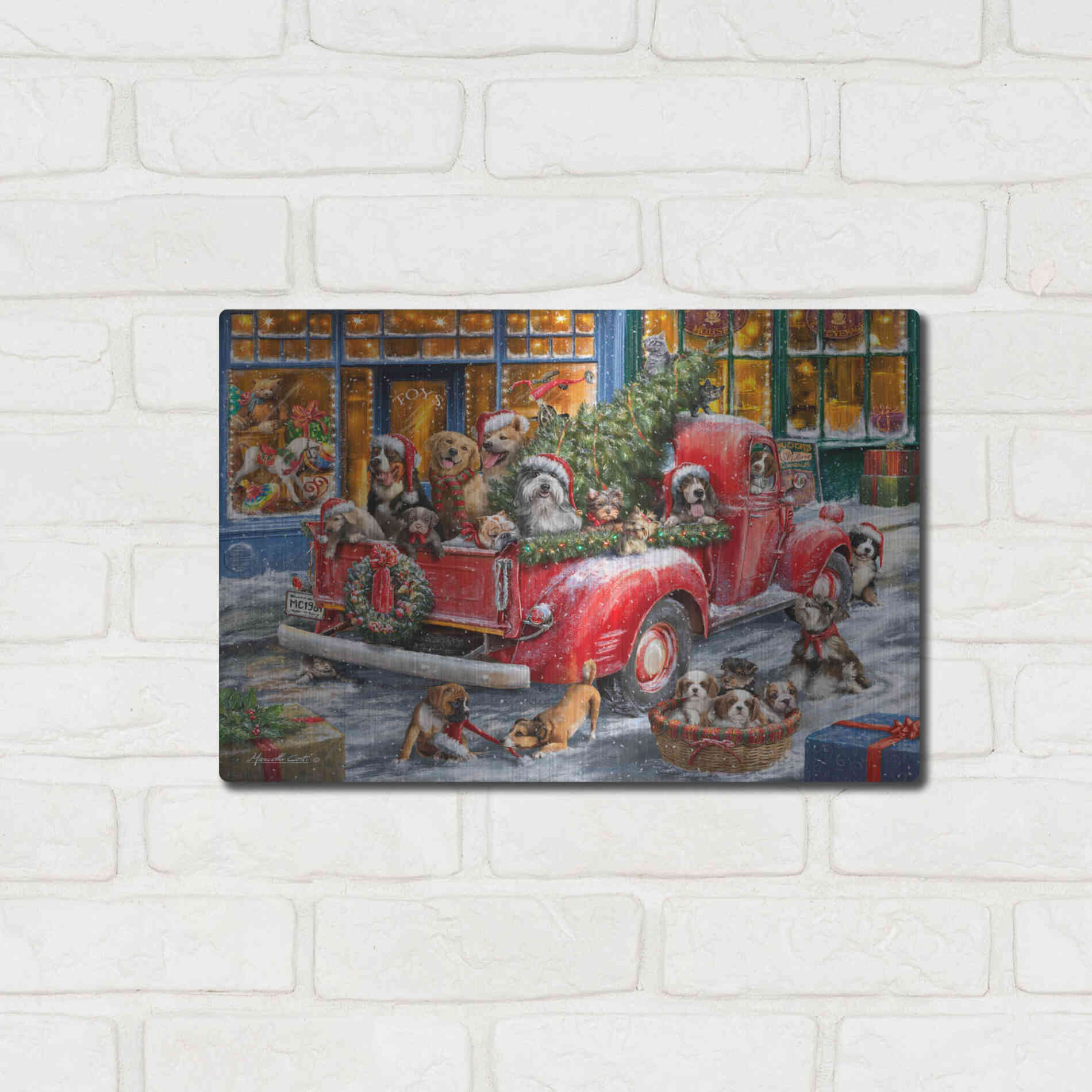 Luxe Metal Art 'Trip to the Toy Shoppe' by Ali Corti, Metal Wall Art,16x12