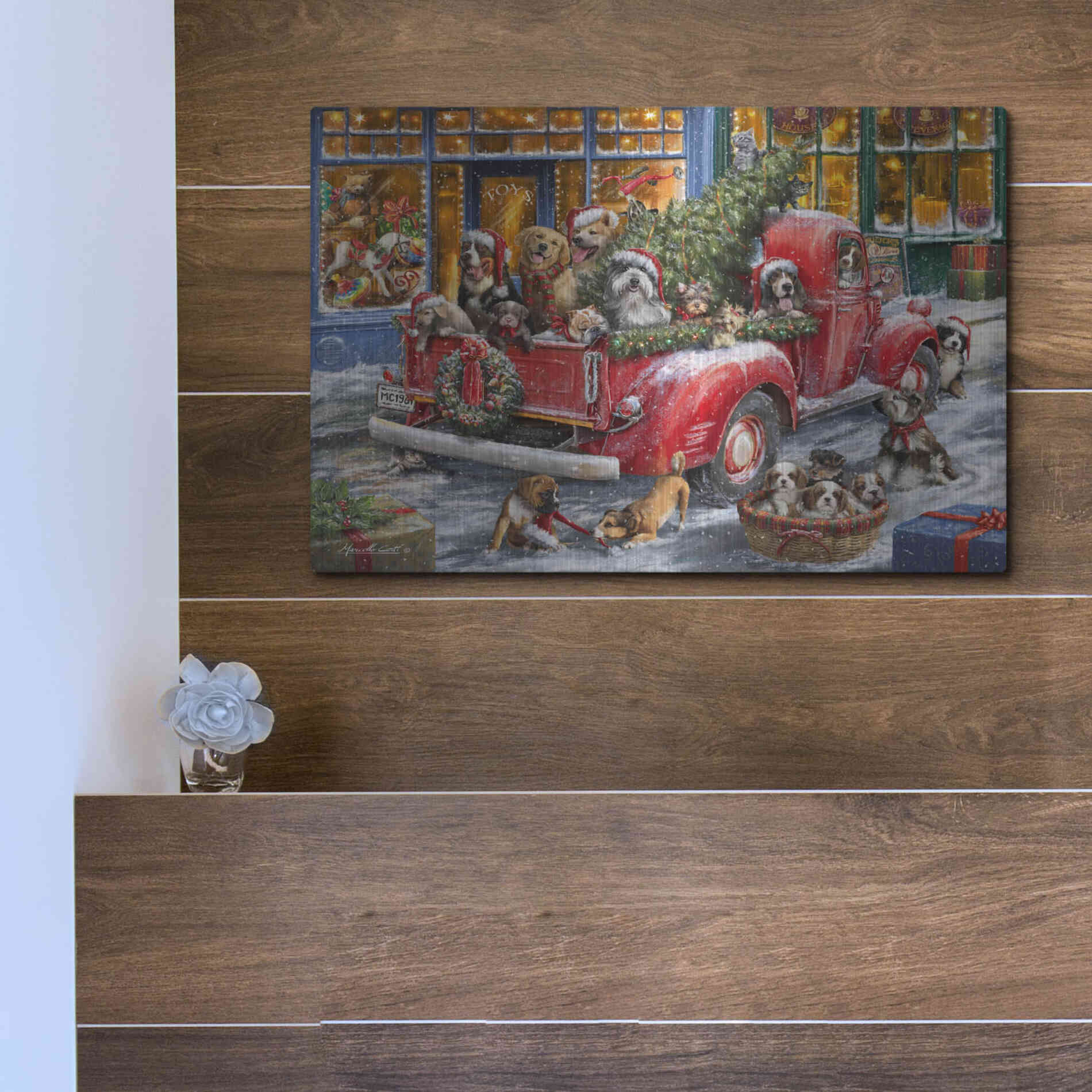 Luxe Metal Art 'Trip to the Toy Shoppe' by Ali Corti, Metal Wall Art,16x12