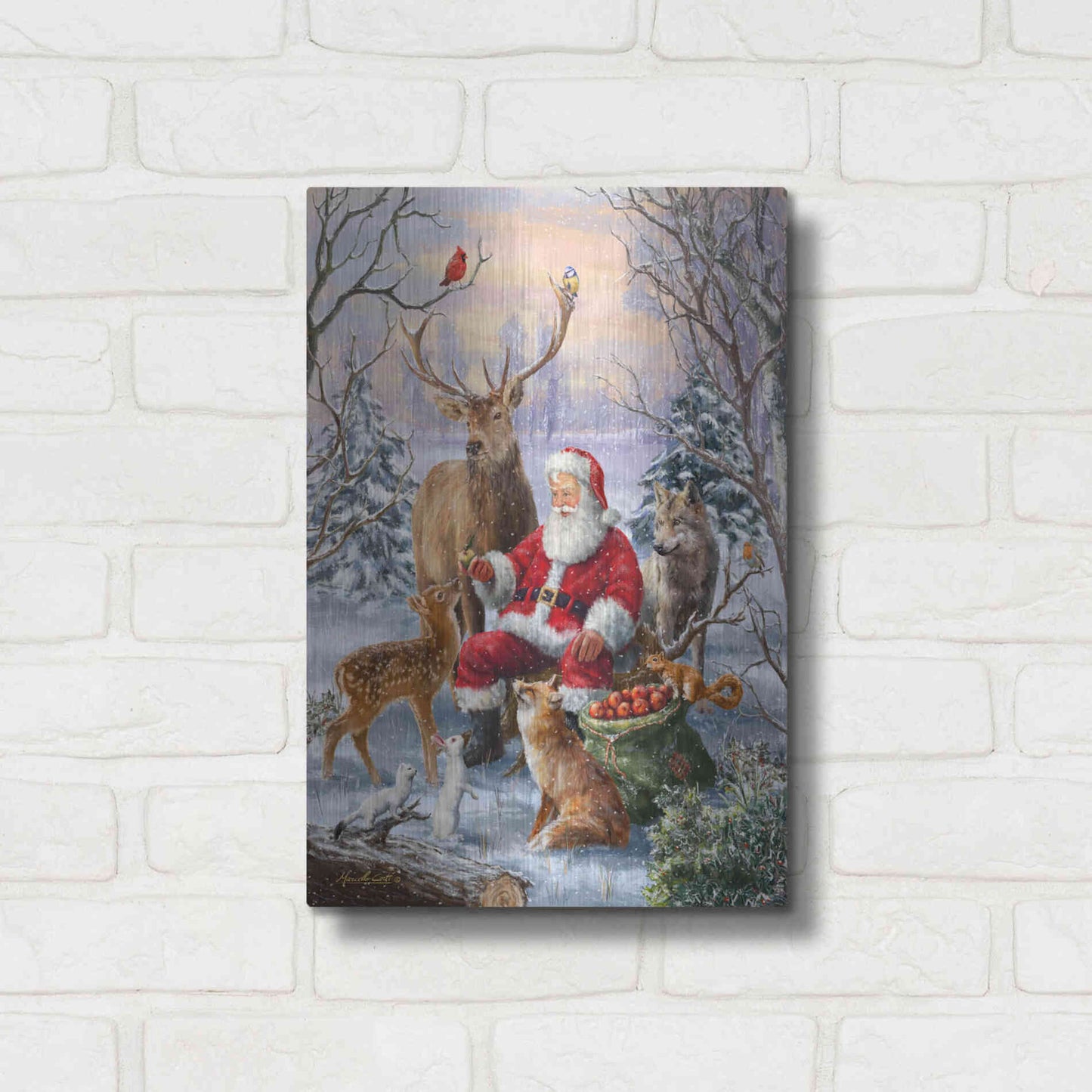 Luxe Metal Art 'Winter Gathering' by Ali Corti, Metal Wall Art,12x16