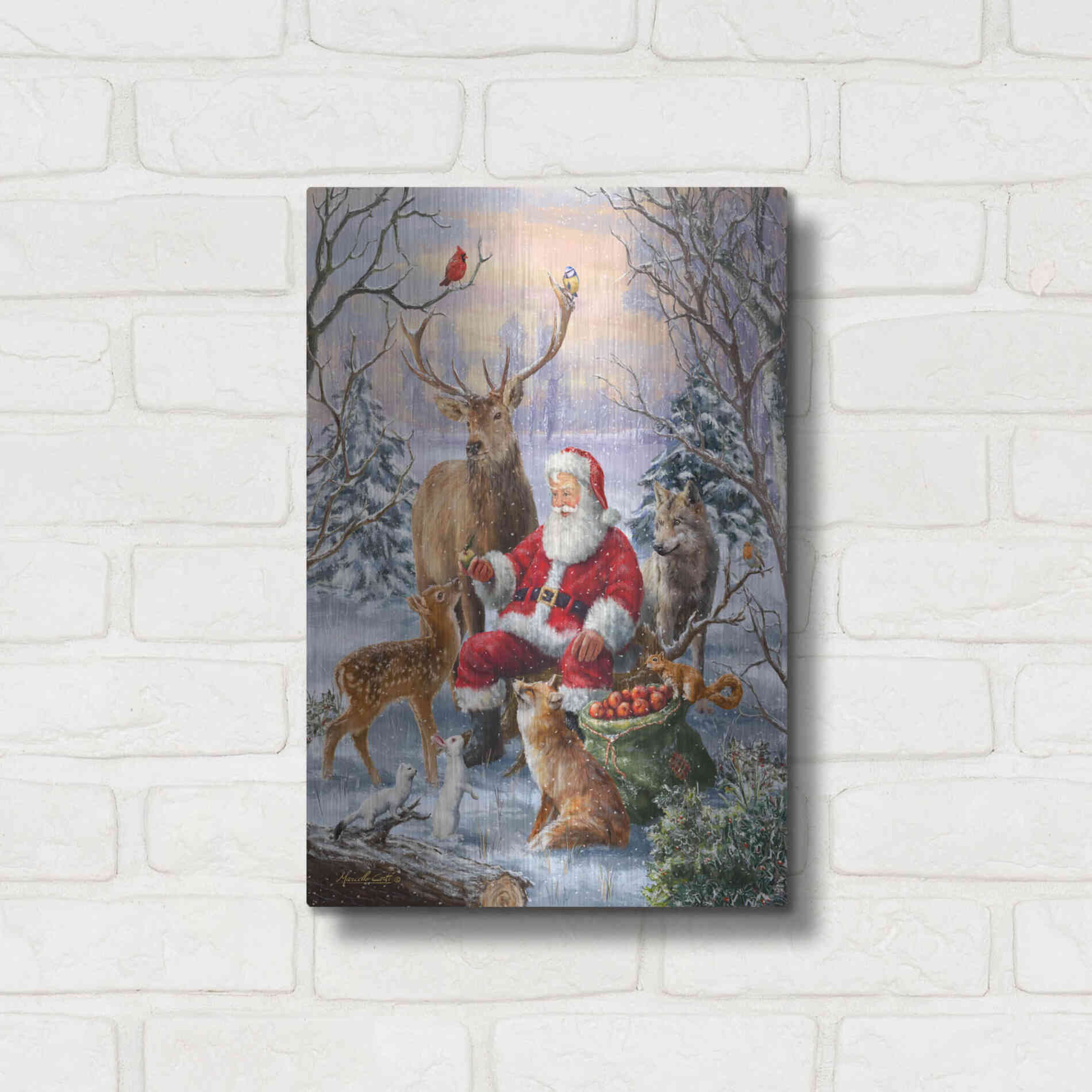 Luxe Metal Art 'Winter Gathering' by Ali Corti, Metal Wall Art,12x16