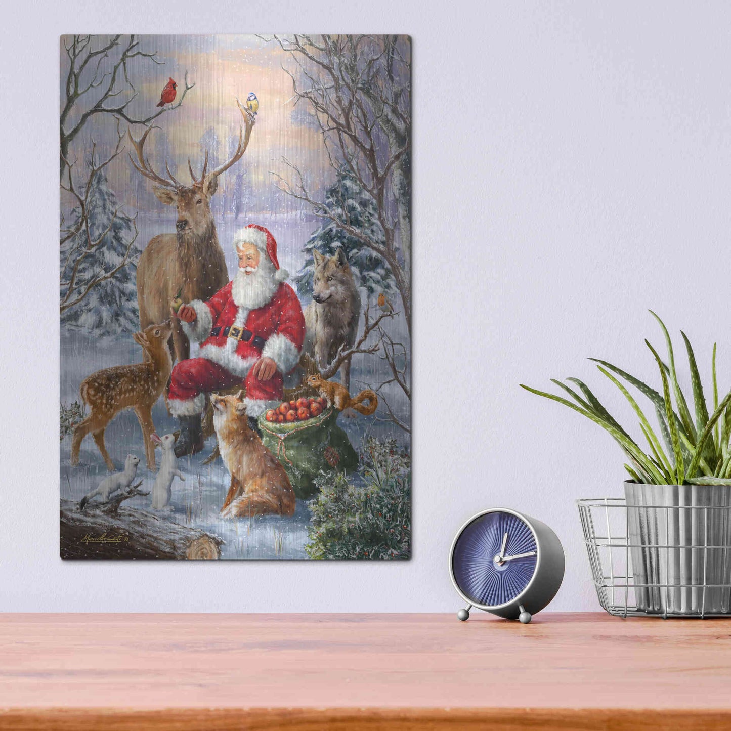 Luxe Metal Art 'Winter Gathering' by Ali Corti, Metal Wall Art,12x16