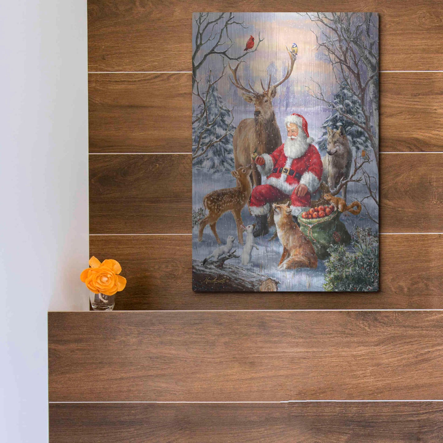 Luxe Metal Art 'Winter Gathering' by Ali Corti, Metal Wall Art,12x16