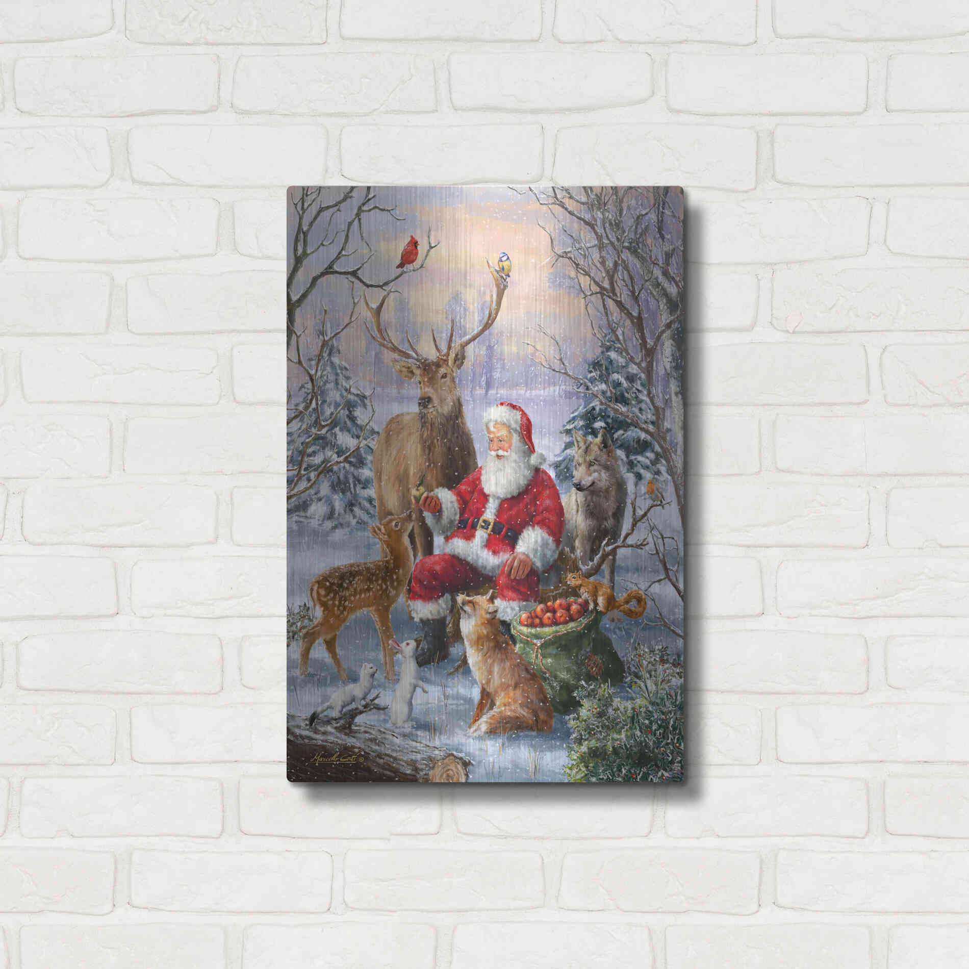 Luxe Metal Art 'Winter Gathering' by Ali Corti, Metal Wall Art,16x24