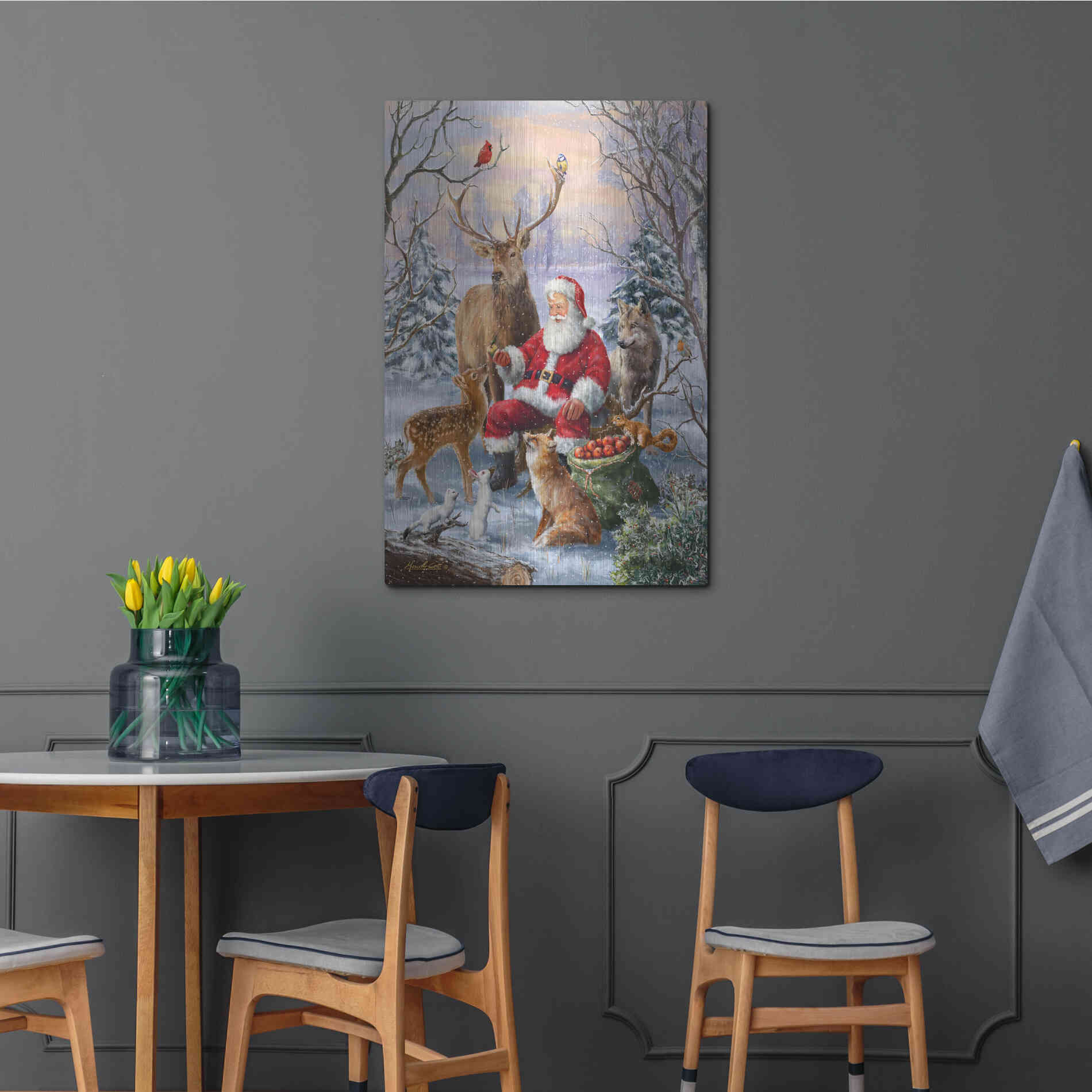 Luxe Metal Art 'Winter Gathering' by Ali Corti, Metal Wall Art,24x36