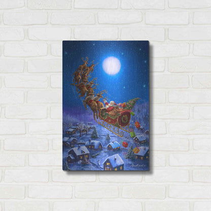 Luxe Metal Art 'Santa’s Night Ride' by Ali Corti, Metal Wall Art,16x24