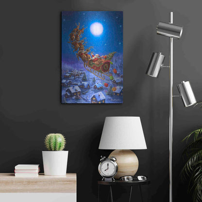 Luxe Metal Art 'Santa’s Night Ride' by Ali Corti, Metal Wall Art,16x24