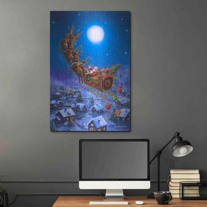 Luxe Metal Art 'Santa’s Night Ride' by Ali Corti, Metal Wall Art,24x36