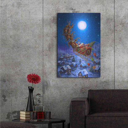 Luxe Metal Art 'Santa’s Night Ride' by Ali Corti, Metal Wall Art,24x36