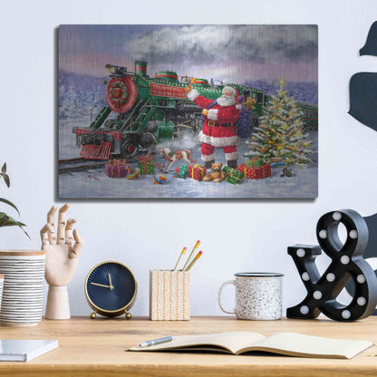 Luxe Metal Art 'Santa’s Express Train' by Ali Corti, Metal Wall Art,16x12