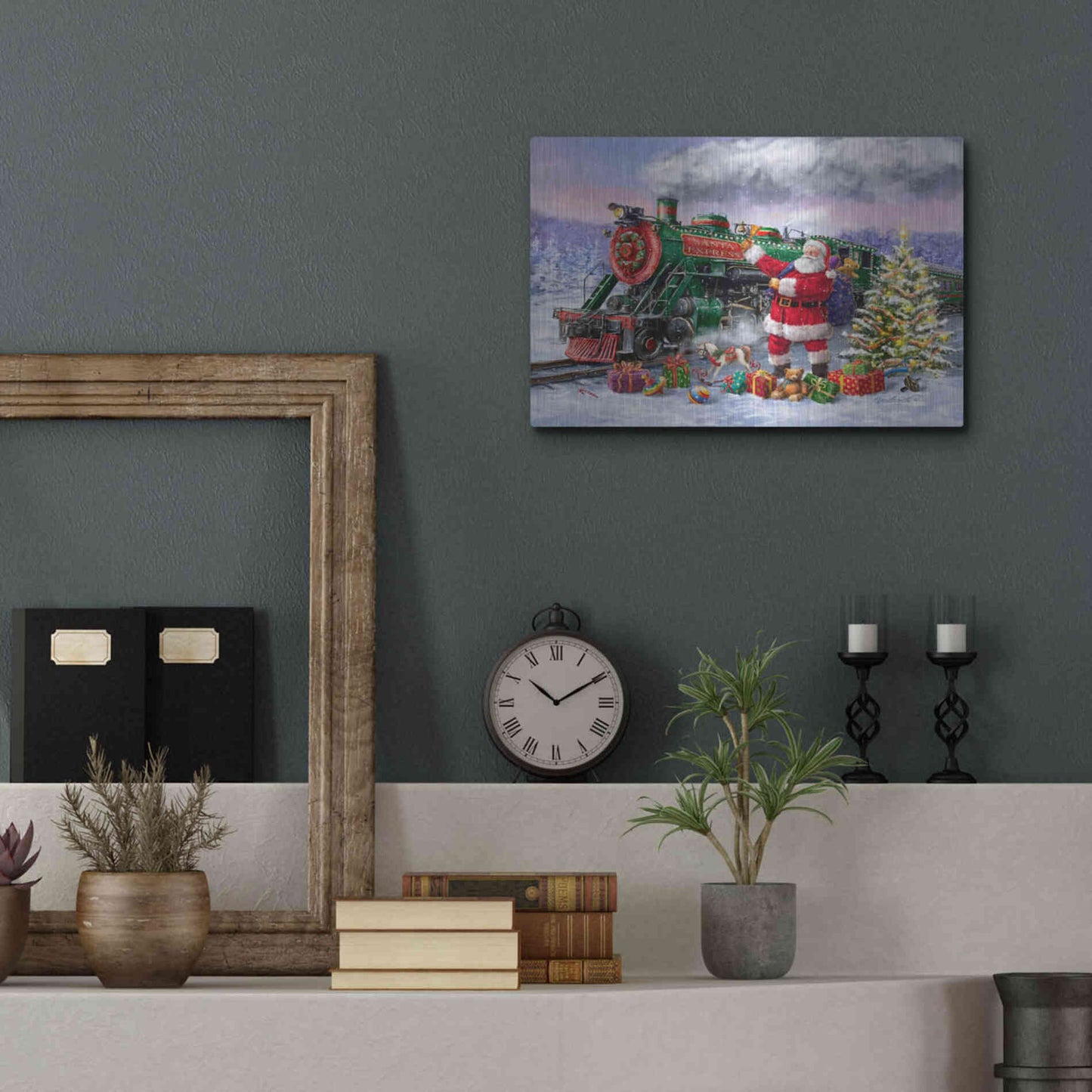 Luxe Metal Art 'Santa’s Express Train' by Ali Corti, Metal Wall Art,16x12