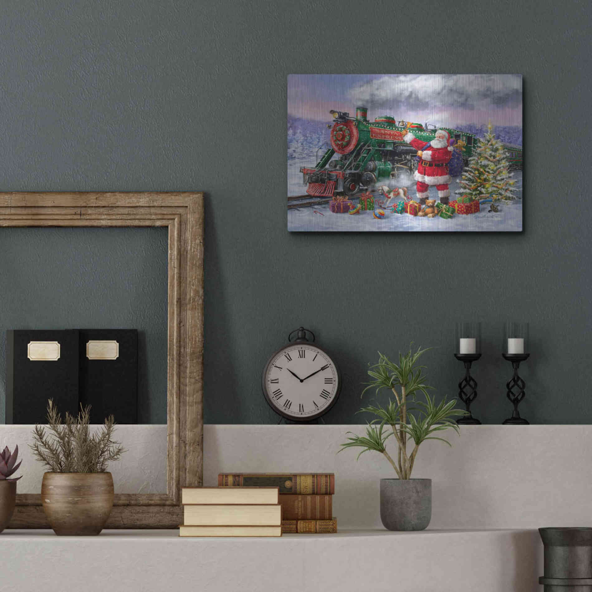 Luxe Metal Art 'Santa’s Express Train' by Ali Corti, Metal Wall Art,16x12