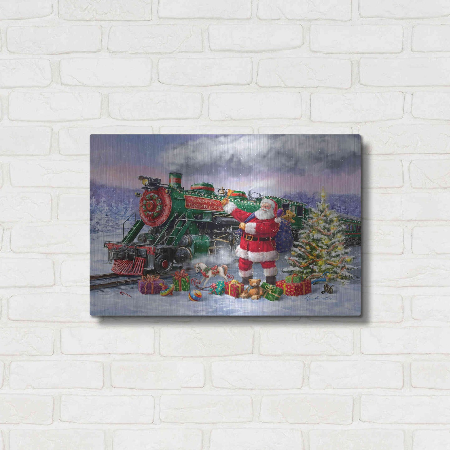 Luxe Metal Art 'Santa’s Express Train' by Ali Corti, Metal Wall Art,24x16