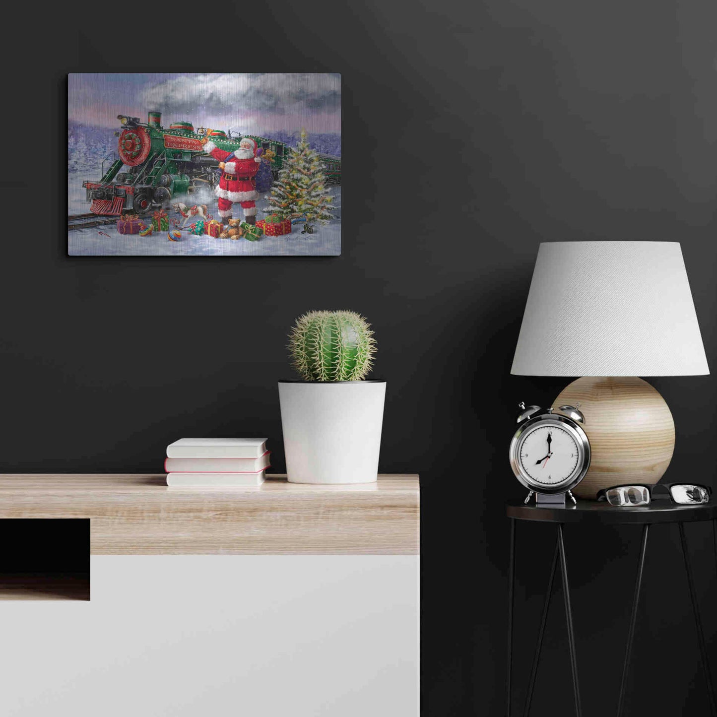 Luxe Metal Art 'Santa’s Express Train' by Ali Corti, Metal Wall Art,24x16