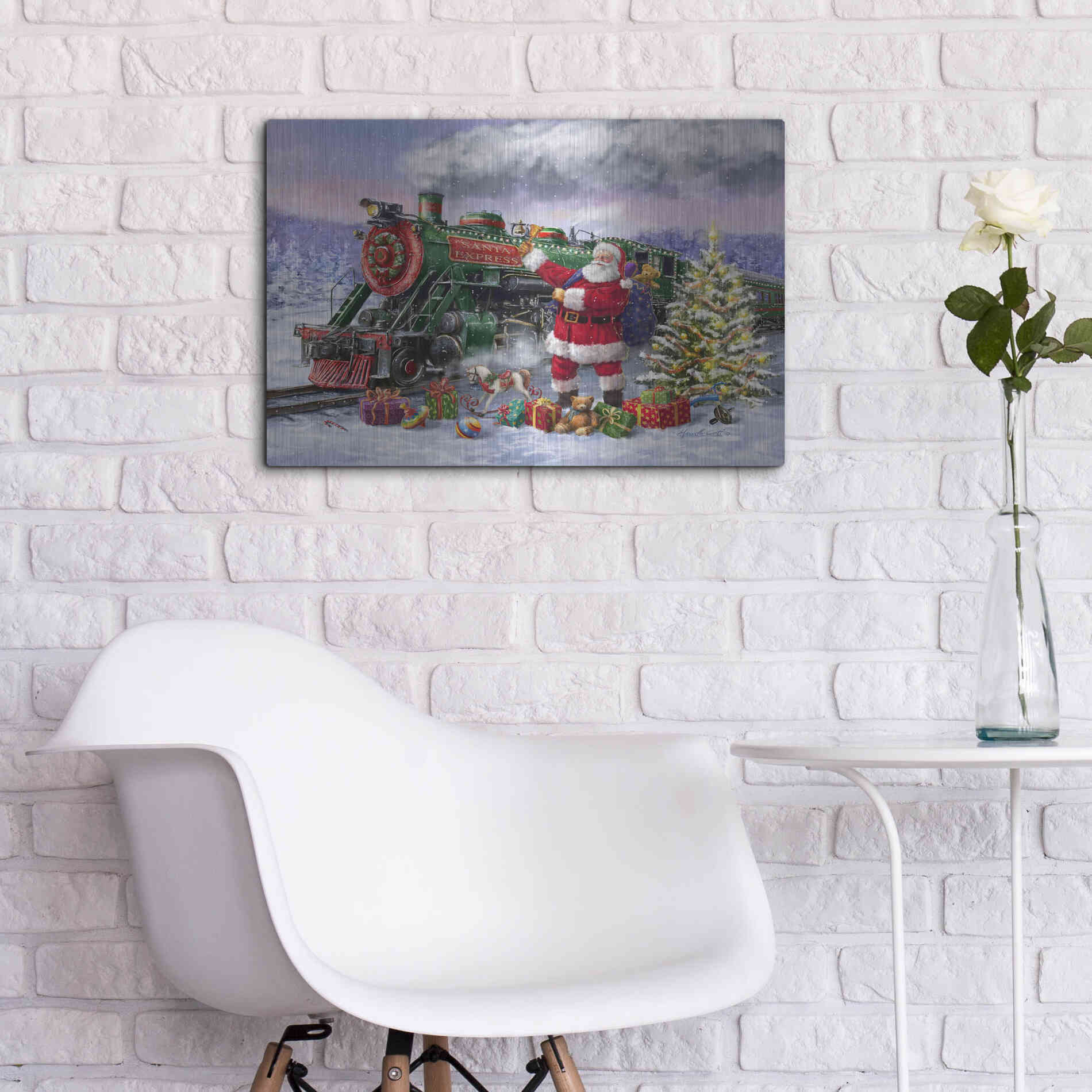 Luxe Metal Art 'Santa’s Express Train' by Ali Corti, Metal Wall Art,24x16
