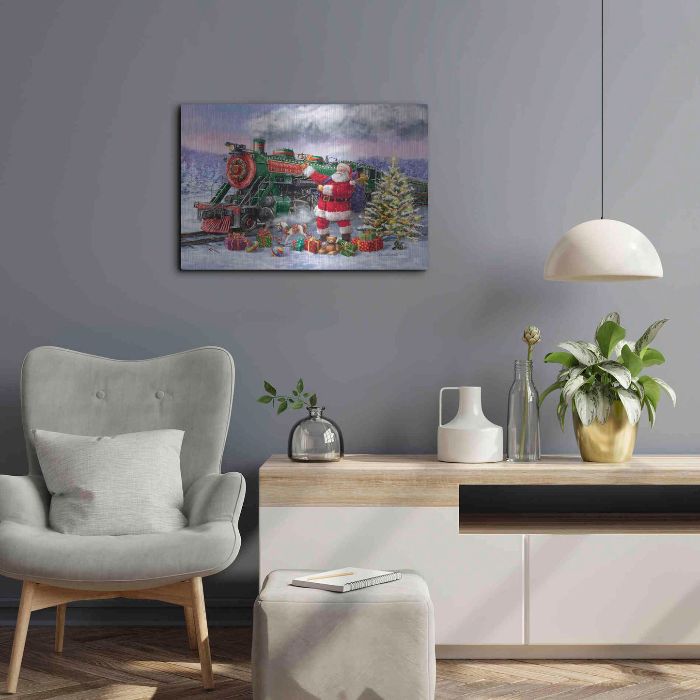 Luxe Metal Art 'Santa’s Express Train' by Ali Corti, Metal Wall Art,24x16
