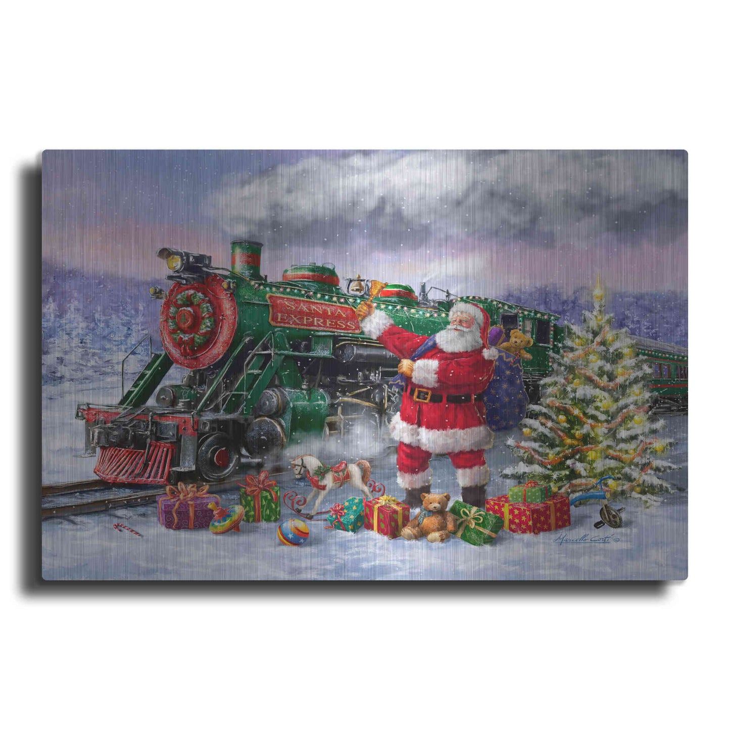Luxe Metal Art 'Santa’s Express Train' by Ali Corti, Metal Wall Art
