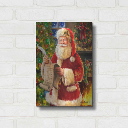 Luxe Metal Art 'Checking his List' by Ali Corti, Metal Wall Art,12x16