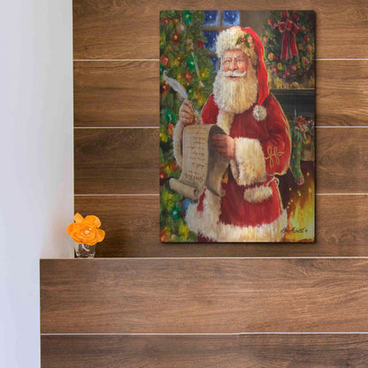 Luxe Metal Art 'Checking his List' by Ali Corti, Metal Wall Art,12x16