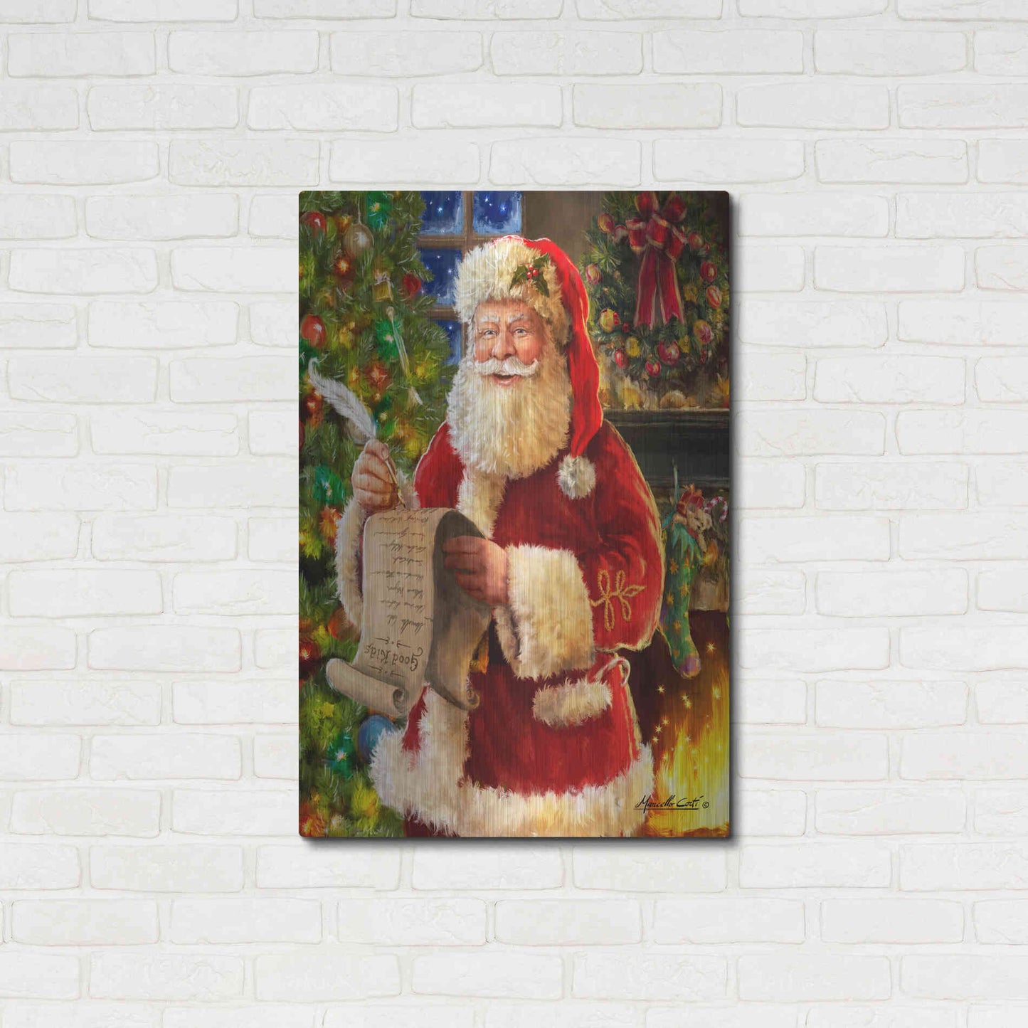 Luxe Metal Art 'Checking his List' by Ali Corti, Metal Wall Art,24x36