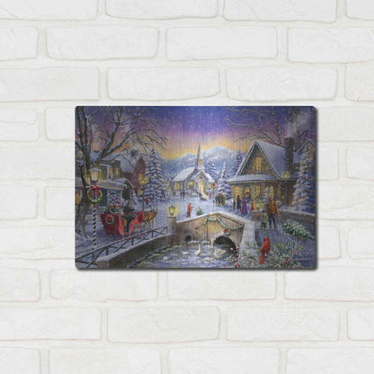 Luxe Metal Art 'Christmas Village Glow' by Ali Corti, Metal Wall Art,16x12