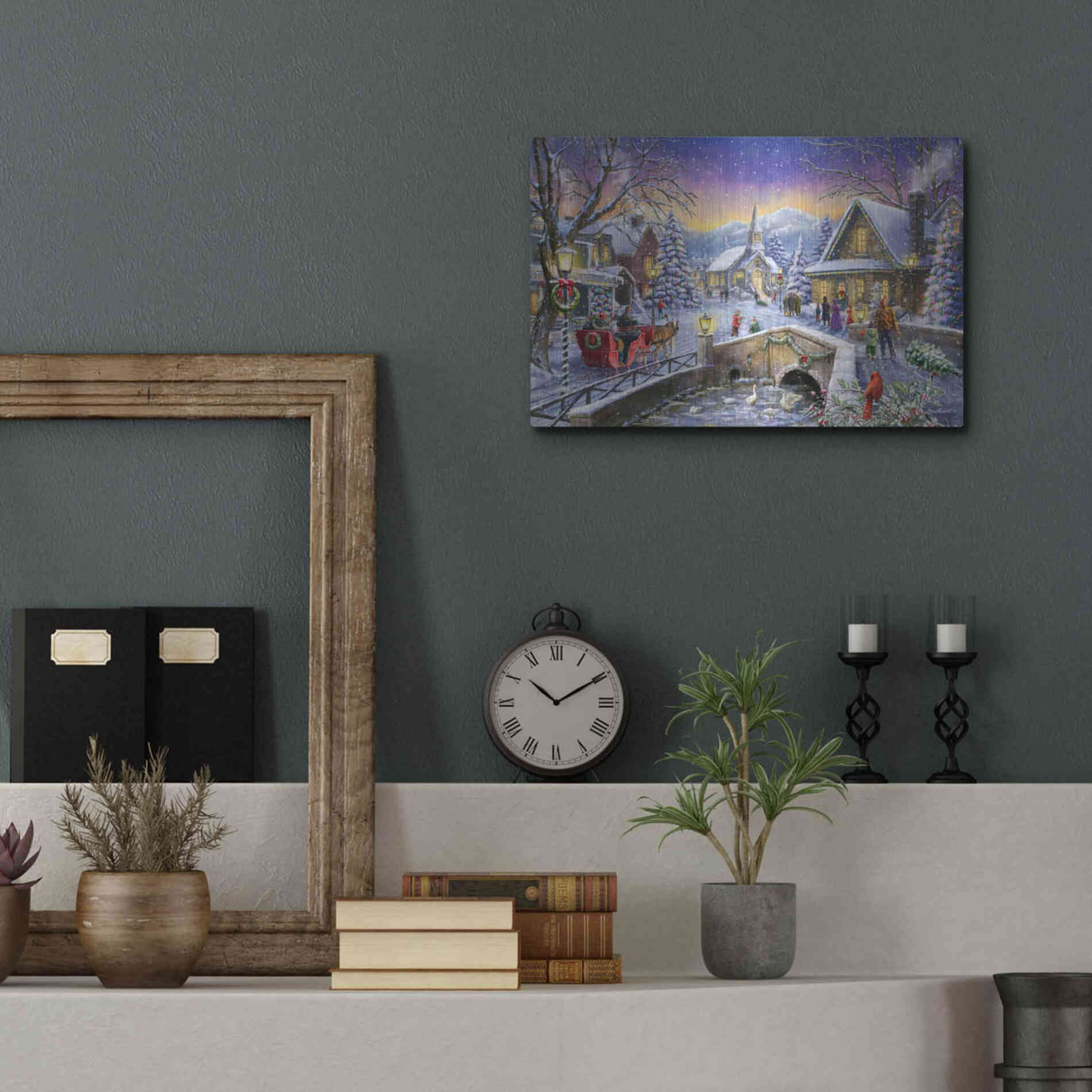 Luxe Metal Art 'Christmas Village Glow' by Ali Corti, Metal Wall Art,16x12