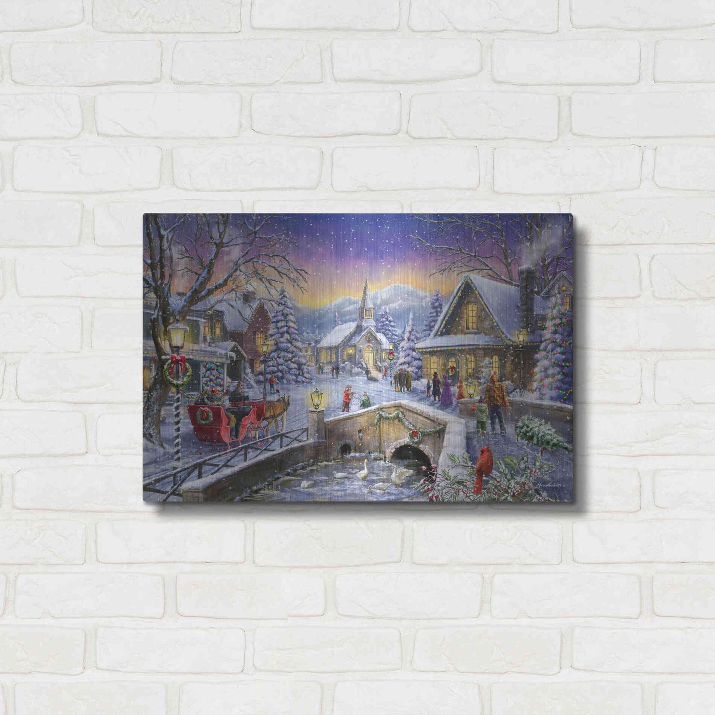 Luxe Metal Art 'Christmas Village Glow' by Ali Corti, Metal Wall Art,24x16