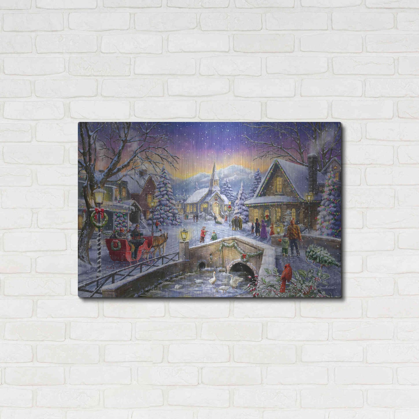 Luxe Metal Art 'Christmas Village Glow' by Ali Corti, Metal Wall Art,36x24