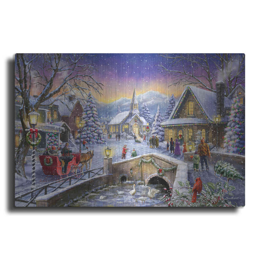 Luxe Metal Art 'Christmas Village Glow' by Ali Corti, Metal Wall Art