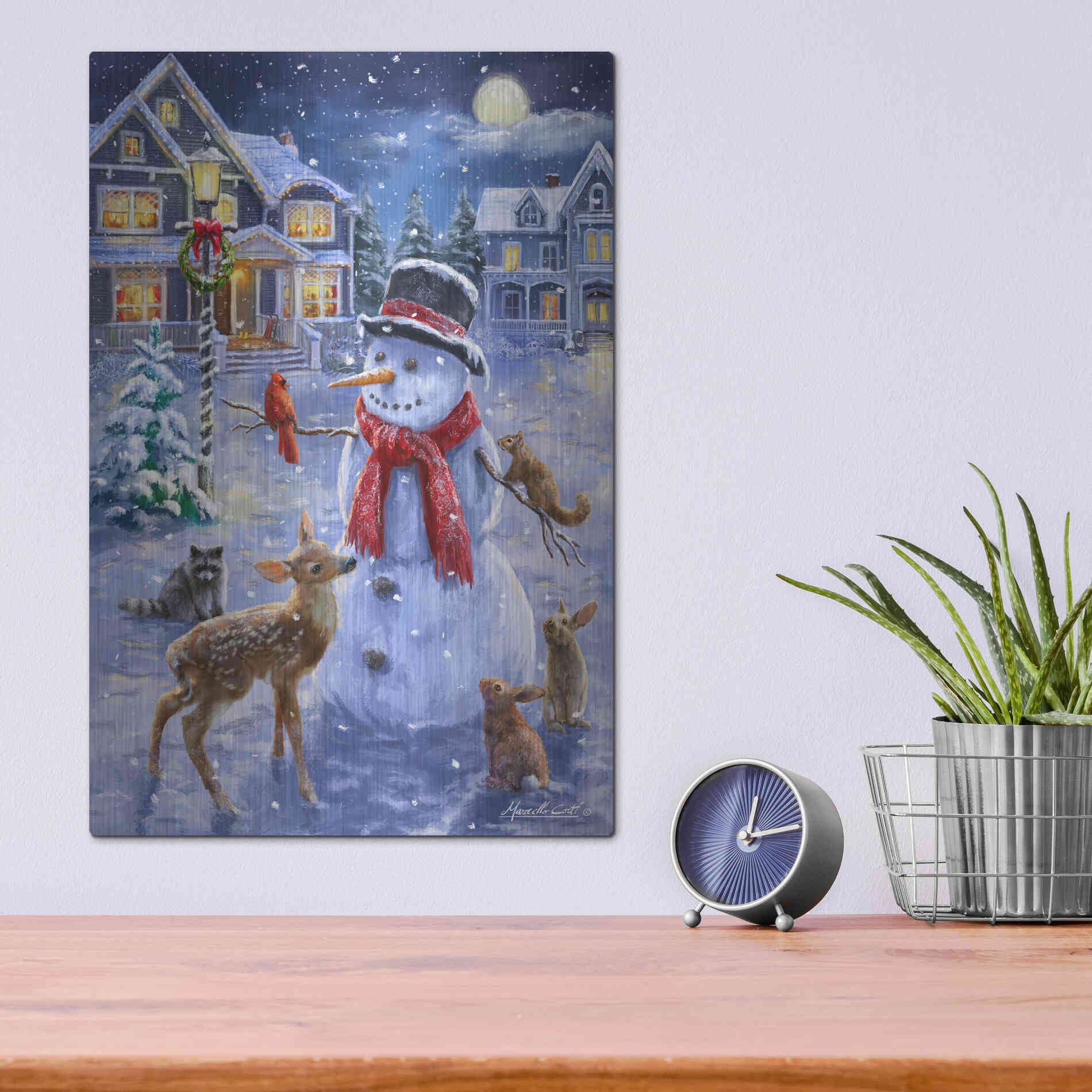 Luxe Metal Art 'Christmas Cuties' by Ali Corti, Metal Wall Art,12x16