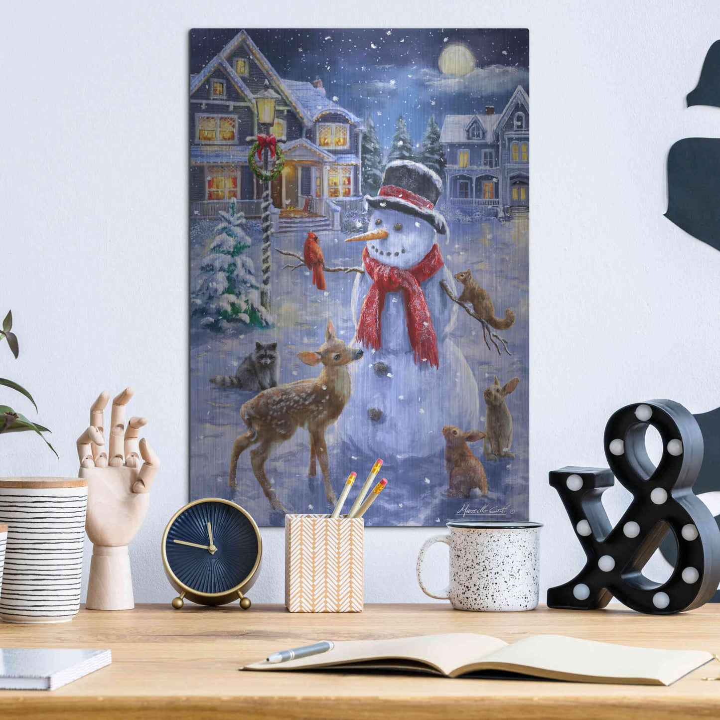 Luxe Metal Art 'Christmas Cuties' by Ali Corti, Metal Wall Art,12x16