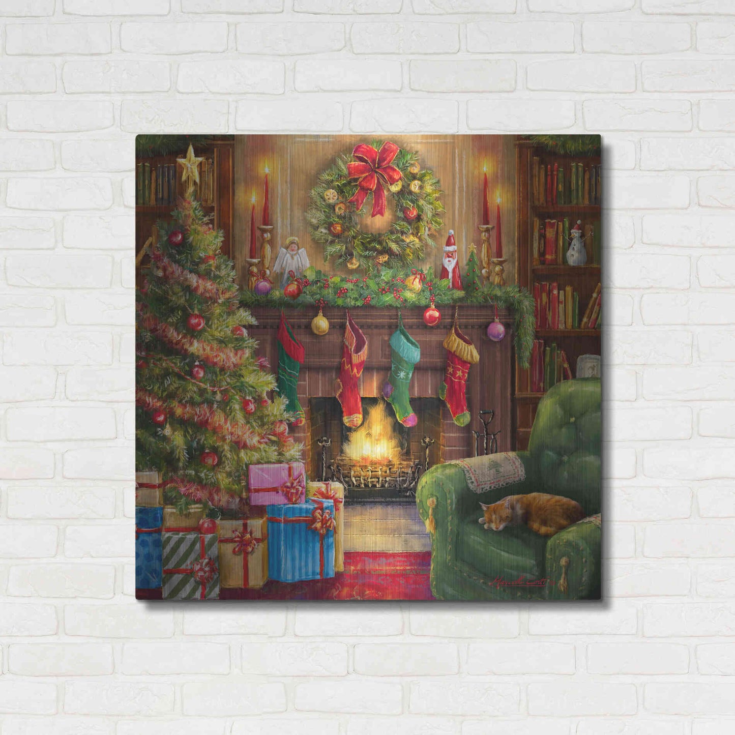 Luxe Metal Art 'Cozy Christmas Evening' by Ali Corti, Metal Wall Art,36x36