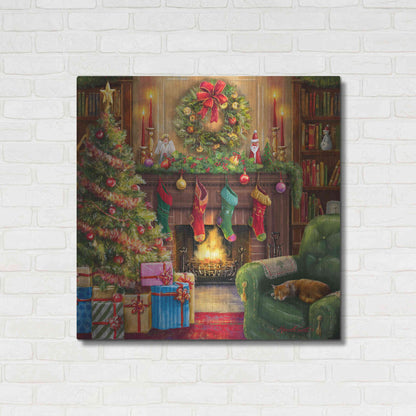 Luxe Metal Art 'Cozy Christmas Evening' by Ali Corti, Metal Wall Art,36x36