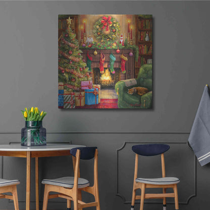 Luxe Metal Art 'Cozy Christmas Evening' by Ali Corti, Metal Wall Art,36x36