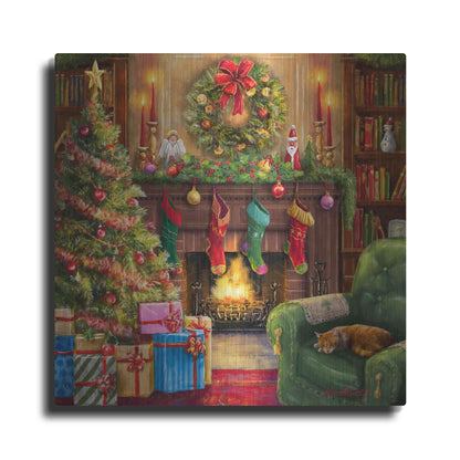 Luxe Metal Art 'Cozy Christmas Evening' by Ali Corti, Metal Wall Art