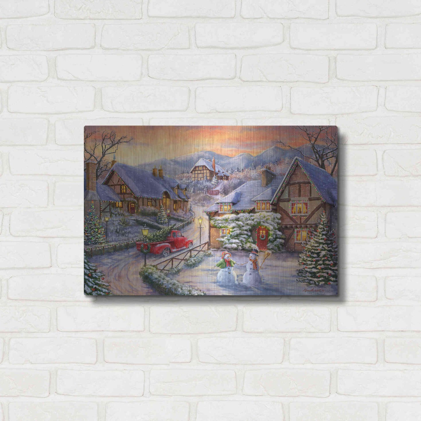 Luxe Metal Art 'Brining Home the Tree' by Ali Corti, Metal Wall Art,24x16