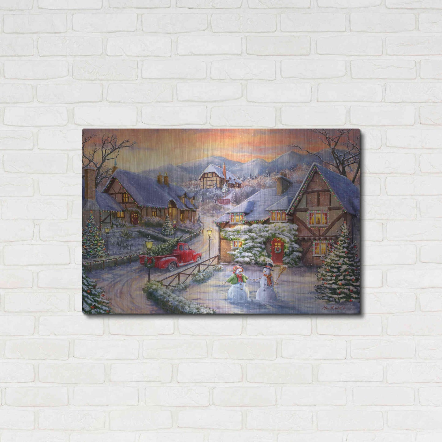 Luxe Metal Art 'Brining Home the Tree' by Ali Corti, Metal Wall Art,36x24