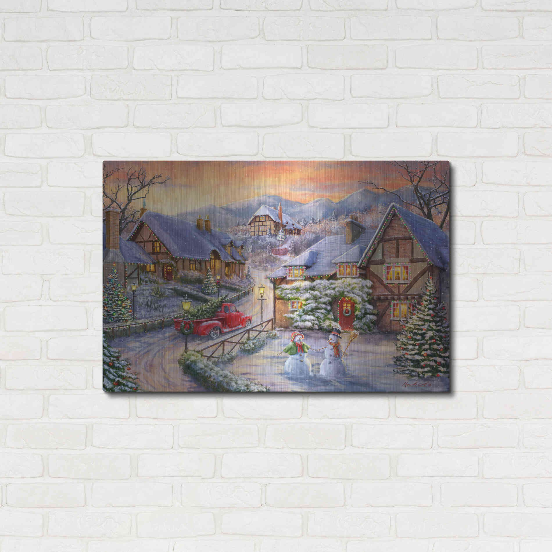 Luxe Metal Art 'Brining Home the Tree' by Ali Corti, Metal Wall Art,36x24