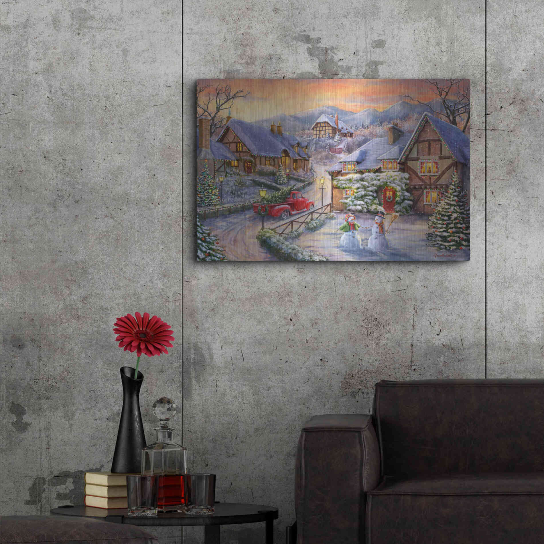 Luxe Metal Art 'Brining Home the Tree' by Ali Corti, Metal Wall Art,36x24