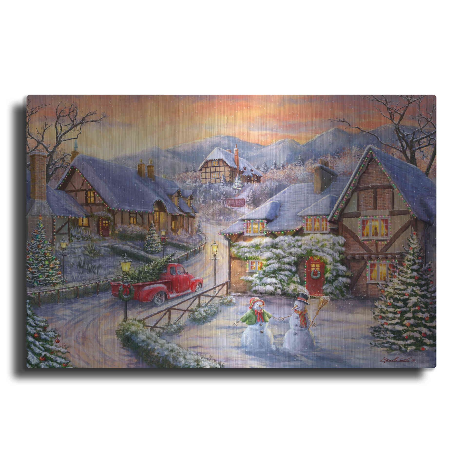 Luxe Metal Art 'Brining Home the Tree' by Ali Corti, Metal Wall Art