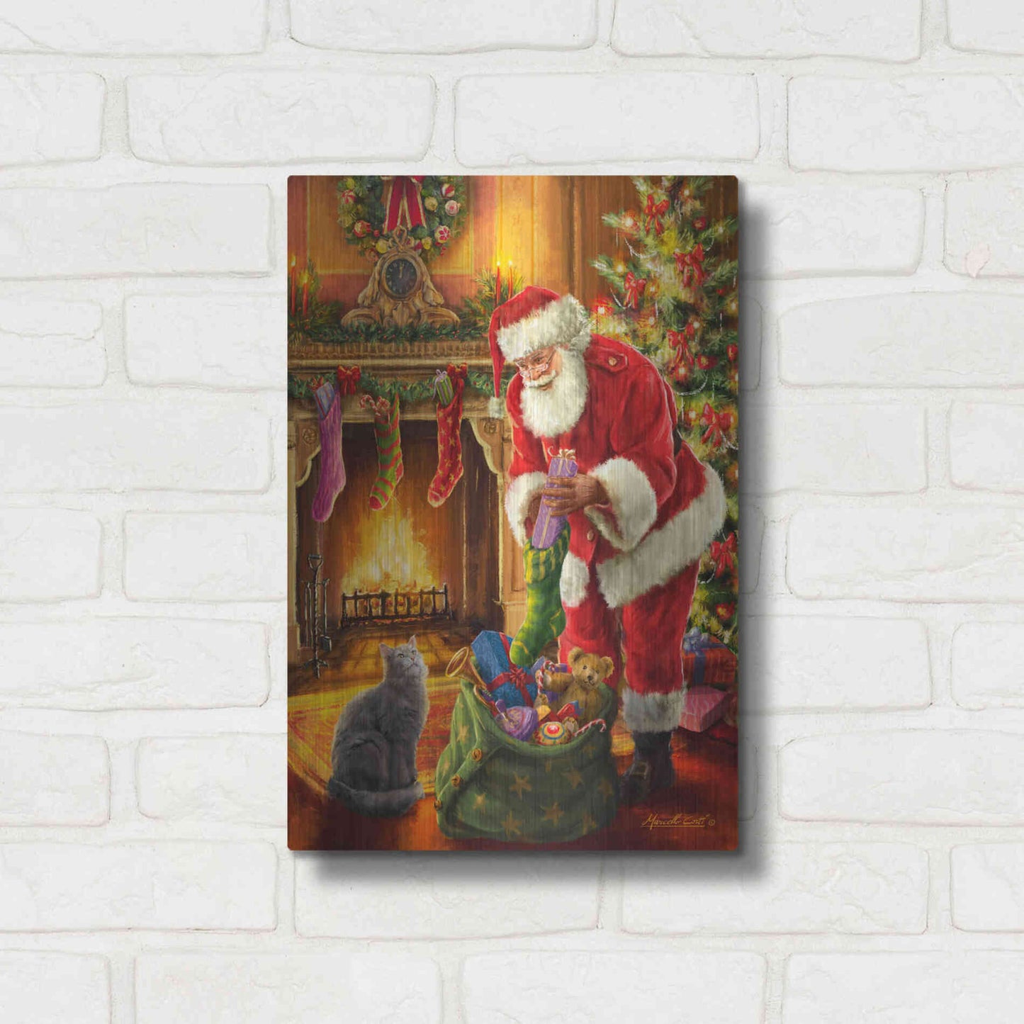 Luxe Metal Art 'Santa Has Arrived' by Ali Corti, Metal Wall Art,12x16