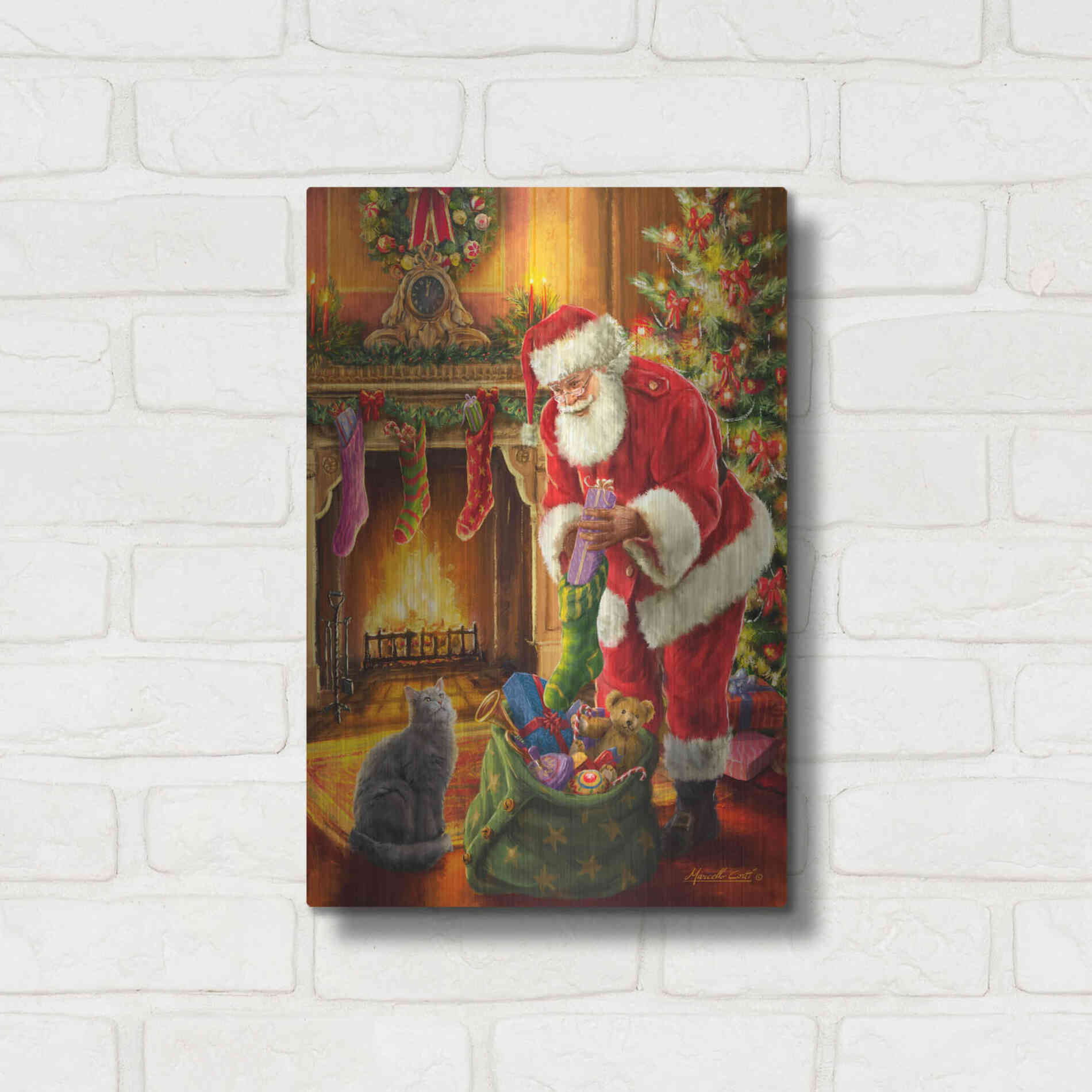 Luxe Metal Art 'Santa Has Arrived' by Ali Corti, Metal Wall Art,12x16
