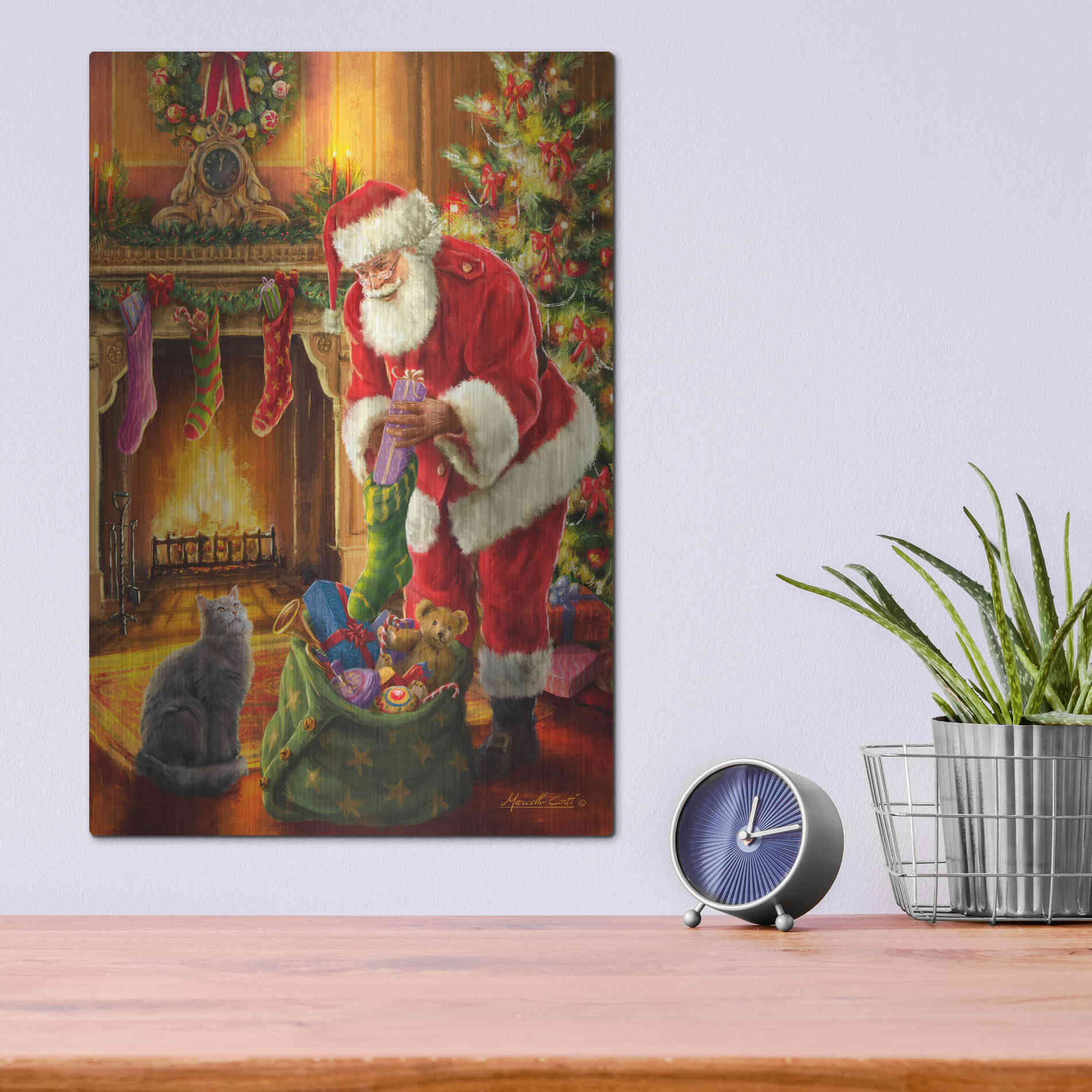 Luxe Metal Art 'Santa Has Arrived' by Ali Corti, Metal Wall Art,12x16