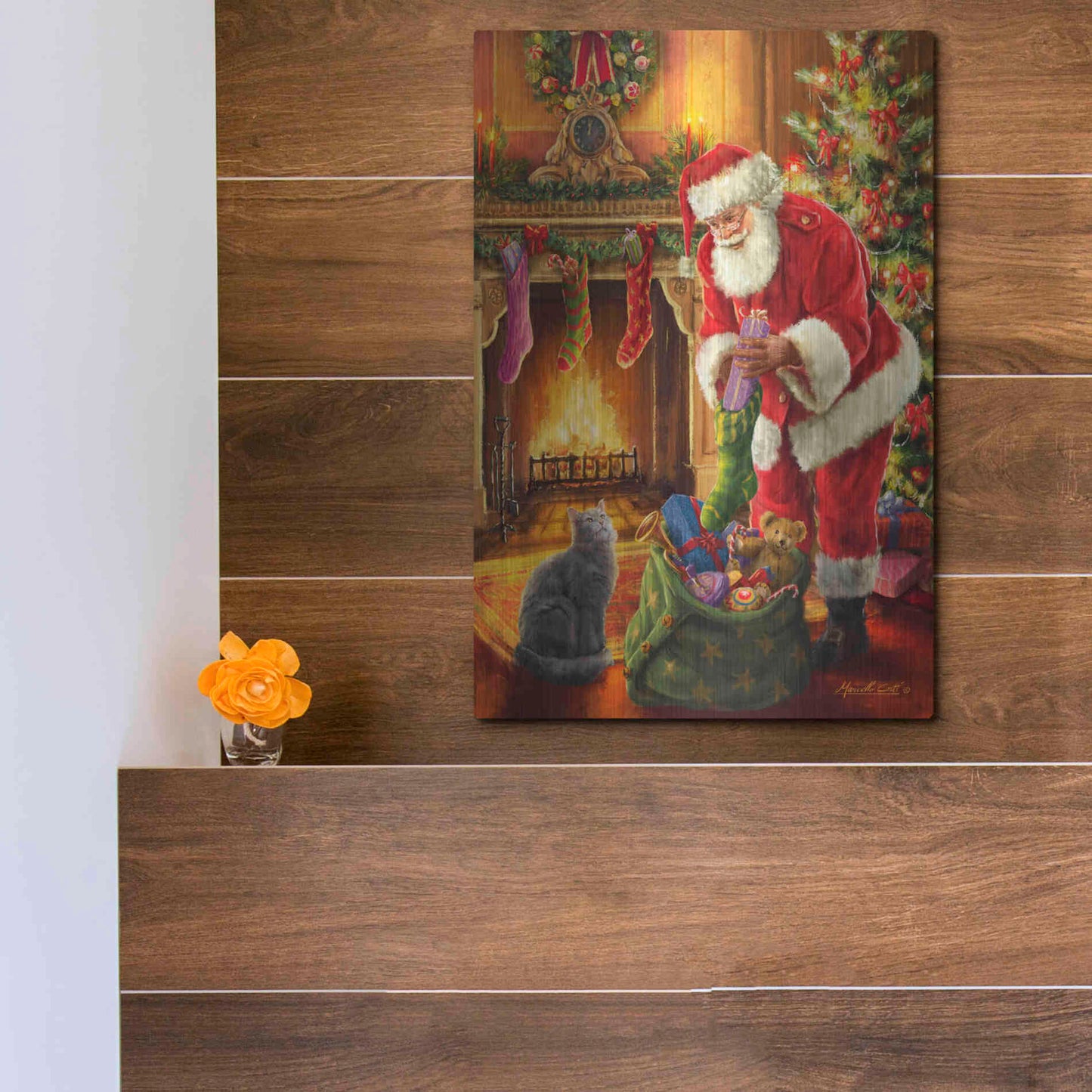 Luxe Metal Art 'Santa Has Arrived' by Ali Corti, Metal Wall Art,12x16