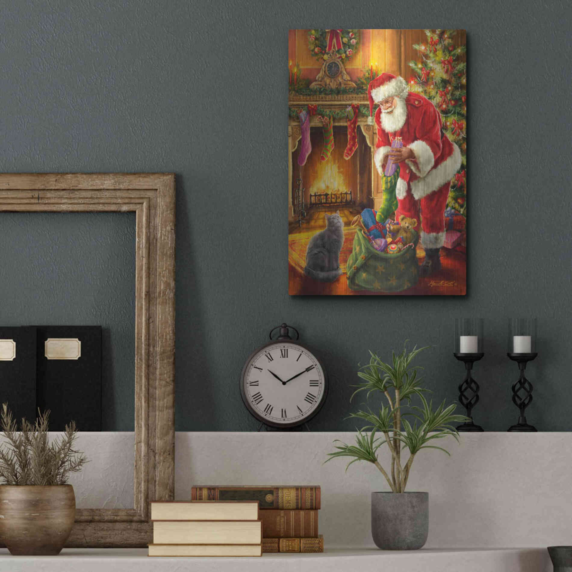 Luxe Metal Art 'Santa Has Arrived' by Ali Corti, Metal Wall Art,12x16