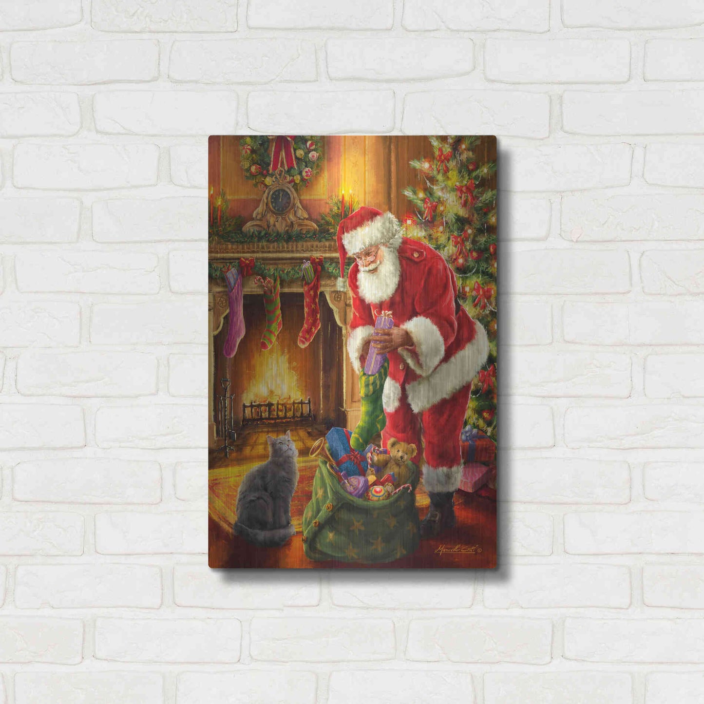 Luxe Metal Art 'Santa Has Arrived' by Ali Corti, Metal Wall Art,16x24