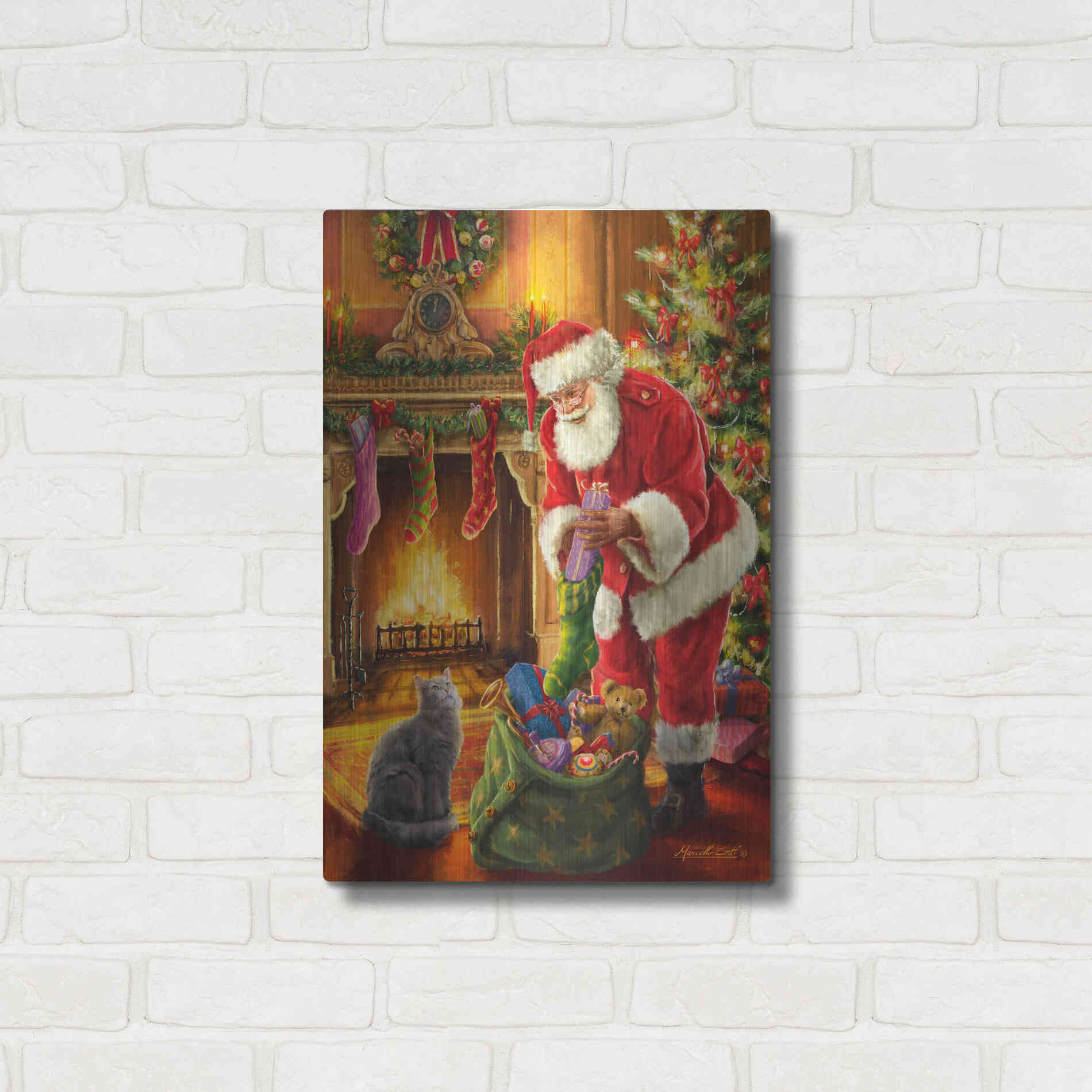 Luxe Metal Art 'Santa Has Arrived' by Ali Corti, Metal Wall Art,16x24