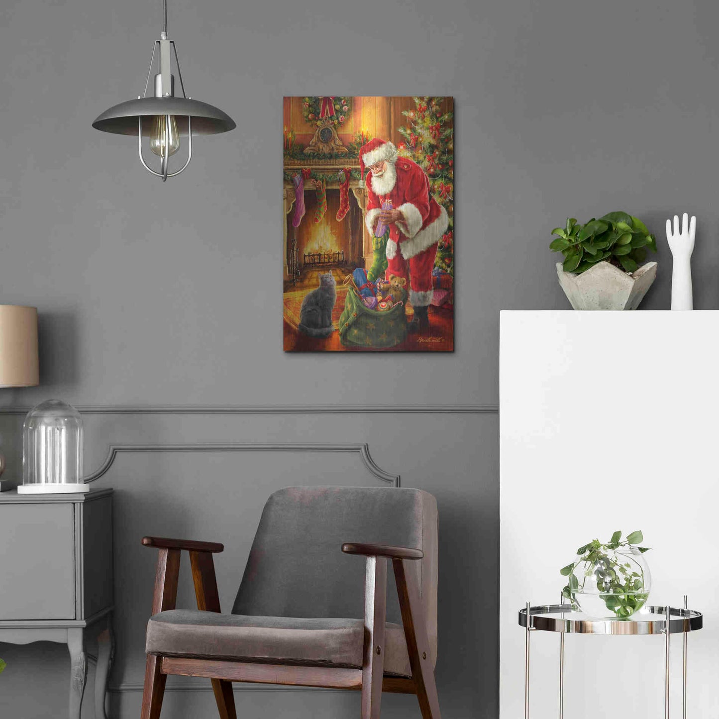 Luxe Metal Art 'Santa Has Arrived' by Ali Corti, Metal Wall Art,16x24