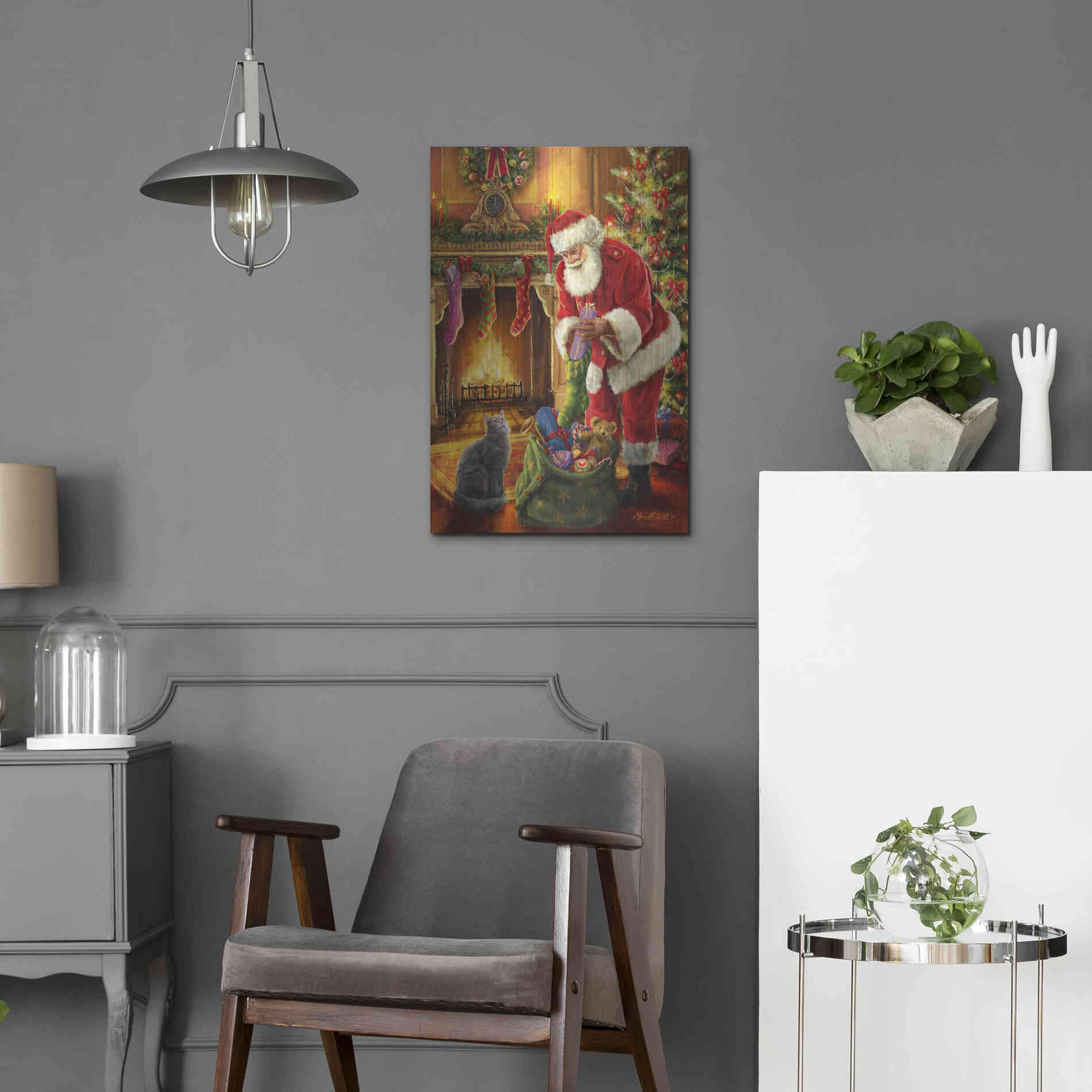 Luxe Metal Art 'Santa Has Arrived' by Ali Corti, Metal Wall Art,16x24